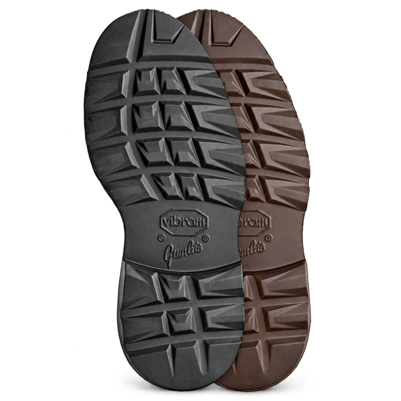 Vibram Odessa 2640 Gumlite-Sohlen in Schwarz und Braun mit geometrischem Blockprofil