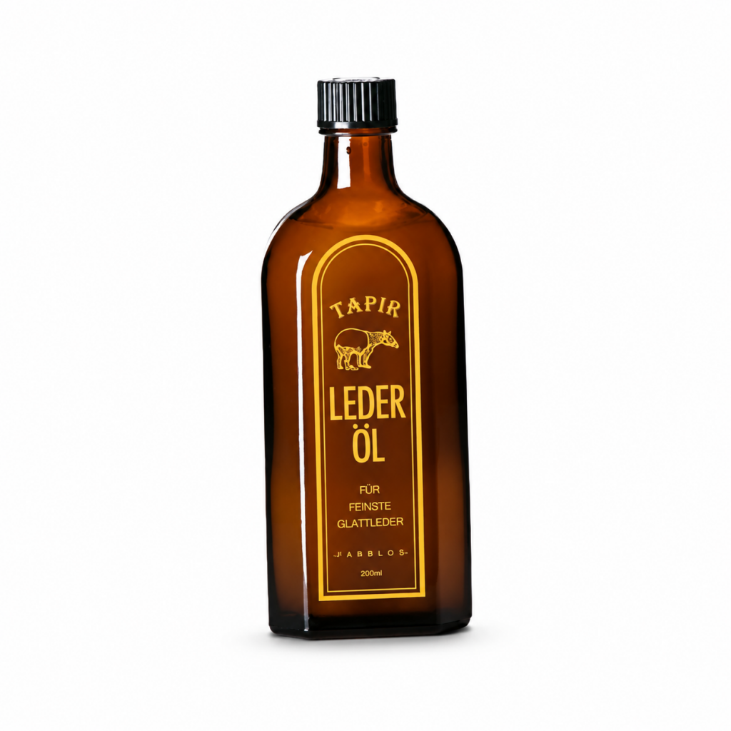 Tapir Lederöl für Glattleder in brauner Glasflasche