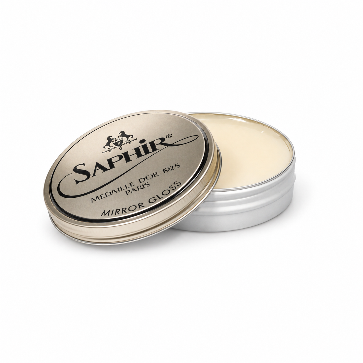 Saphir Mirror Gloss Hartwachspaste in geöffneter Metalldose