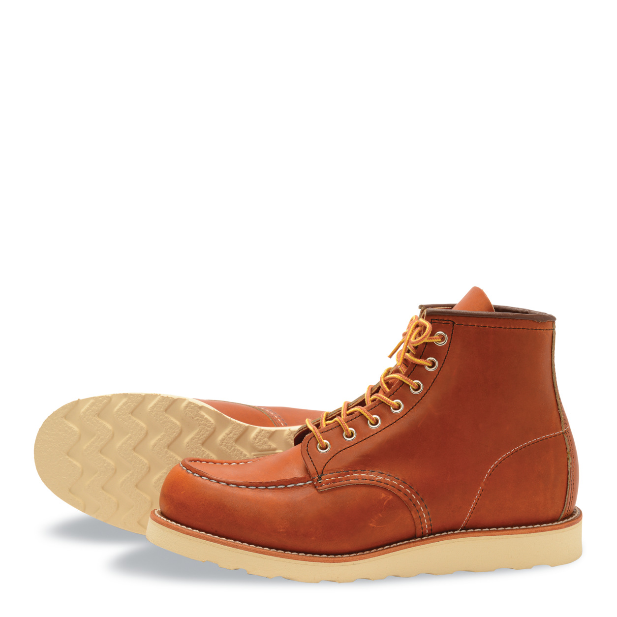 Brauner Red Wing Schnürstiefel mit heller Keilsohle