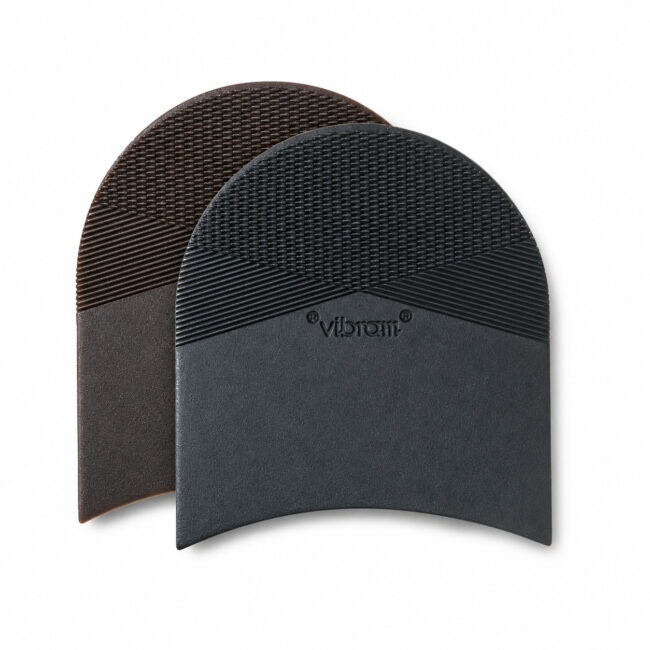 Zwei Vibram-5350-Top-Absatzflecken in Schwarz und Braun